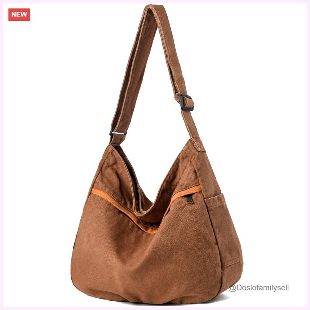 Canvas Hobo Crossbody Tote Bag Large Capacity Messenger Purse
